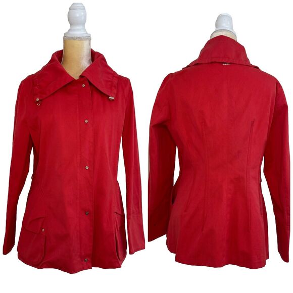 Carolina Herrera Cotton Spring Jacket Size Medium Red Coral Lined